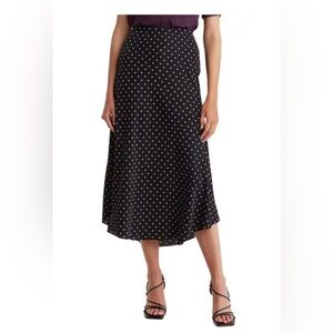 T TAHARI Black and White Polka Dot Midi Skirt